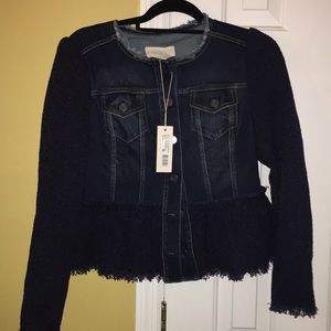 New Rebecca Taylor tweed denim jean jacket